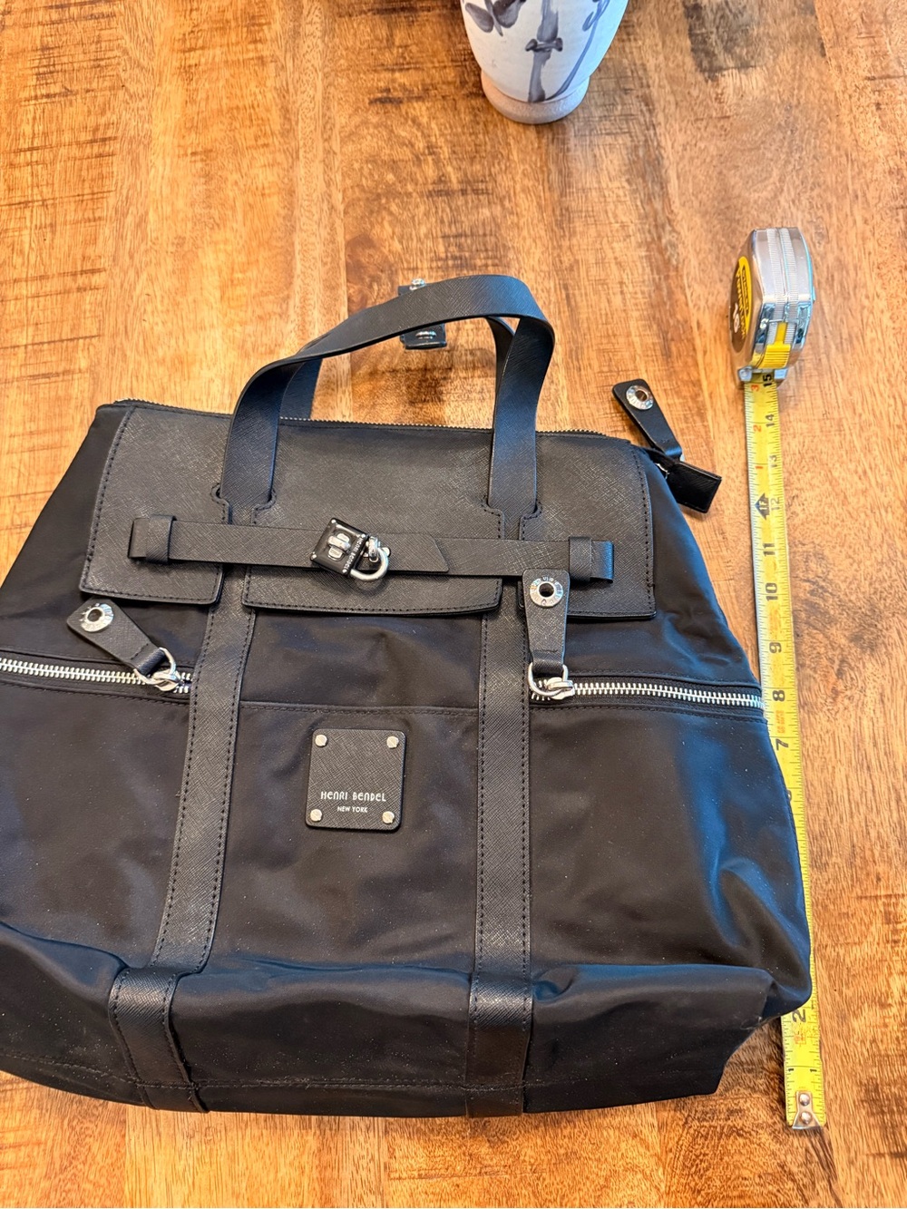 henri bendel Black Nylon Backpack Tote with Silver Hardware- perfect condition - Picture 9 of 10